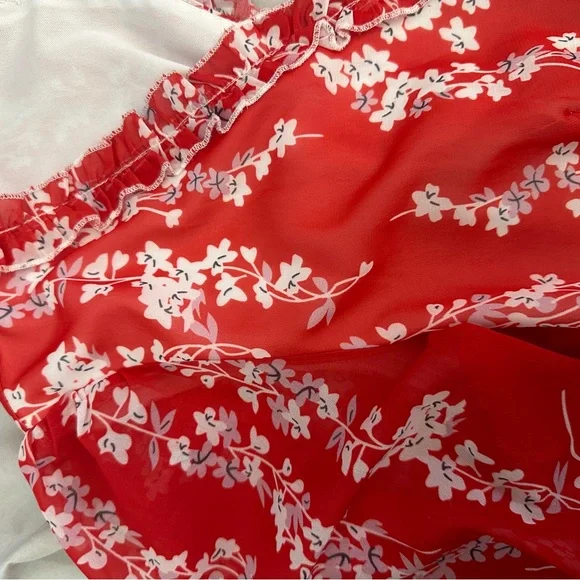 Long sleeve floral red dress - Picture 3 of 4